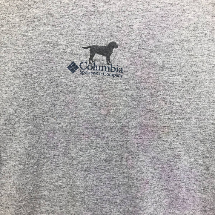 Columbia Dog Print Short Sleeve T-Shirt, Men's Size L cotton gray type Vintage Second Hand