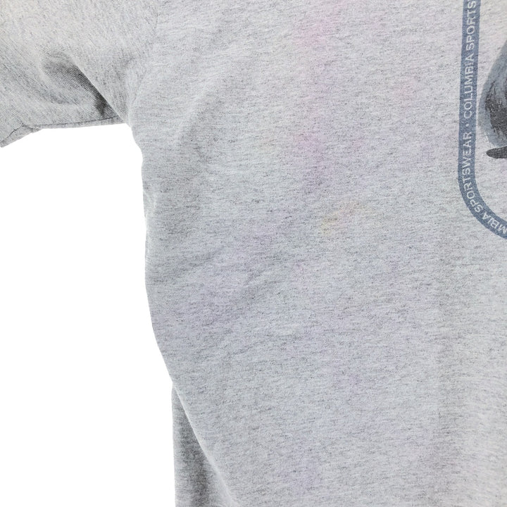 Columbia Dog Print Short Sleeve T-Shirt, Men's Size L cotton gray type Vintage Second Hand