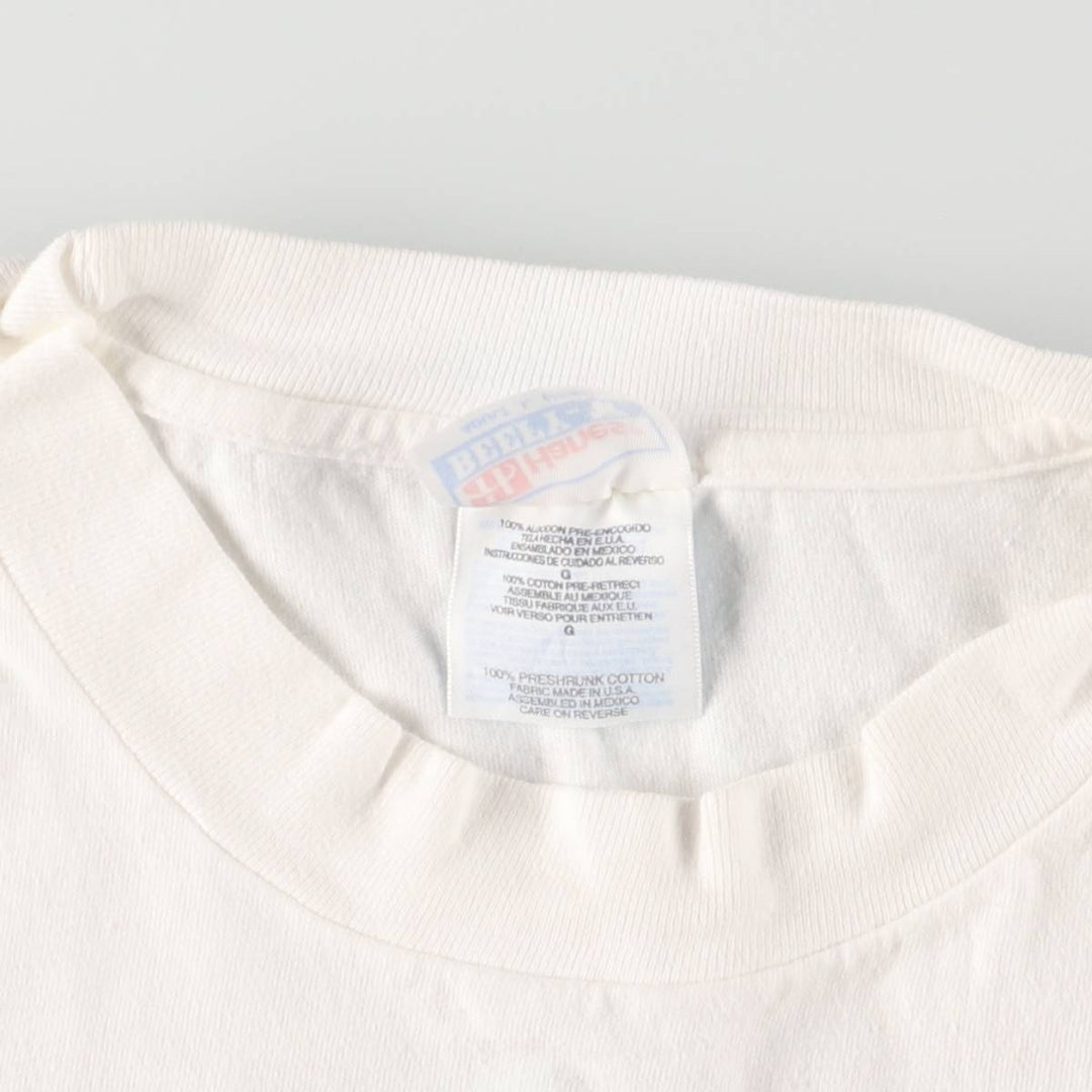 Hanes BEEFY-T Advertising T-shirt Made in USA Men's L size cotton white type Vintage Second Hand