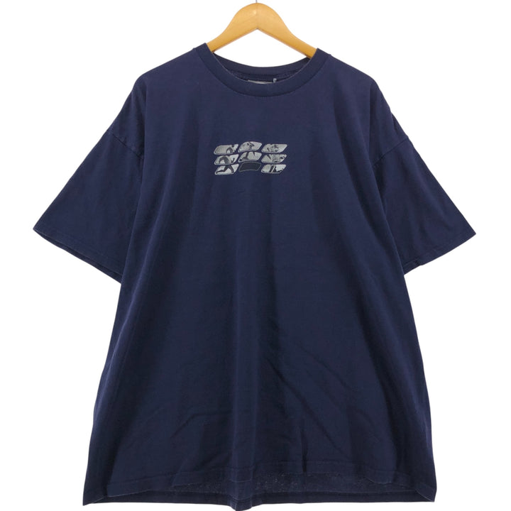 00'S Reebok Sports T-shirt X LARGE cotton navy blue type Vintage Second Hand