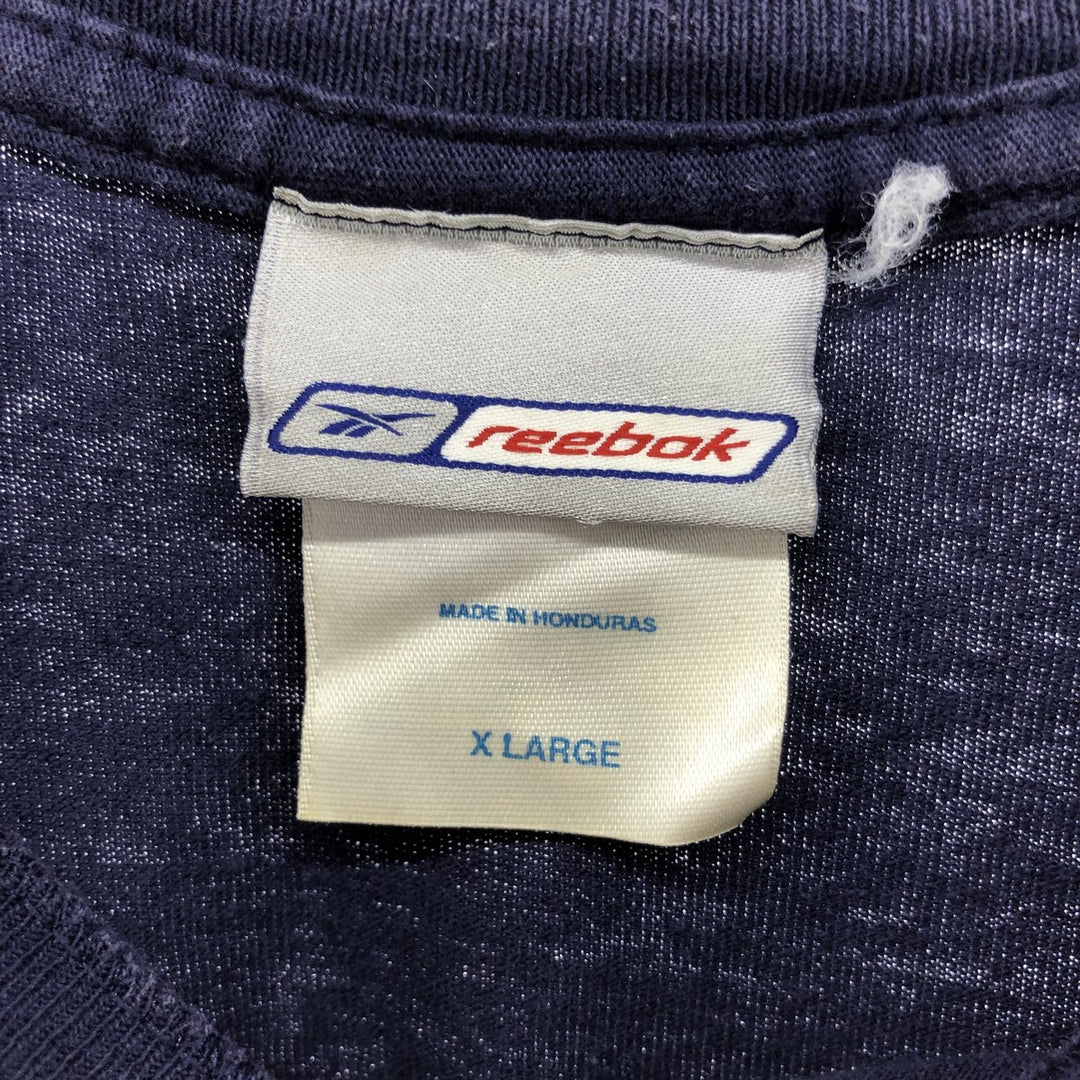 00'S Reebok Sports T-shirt X LARGE cotton navy blue type Vintage Second Hand
