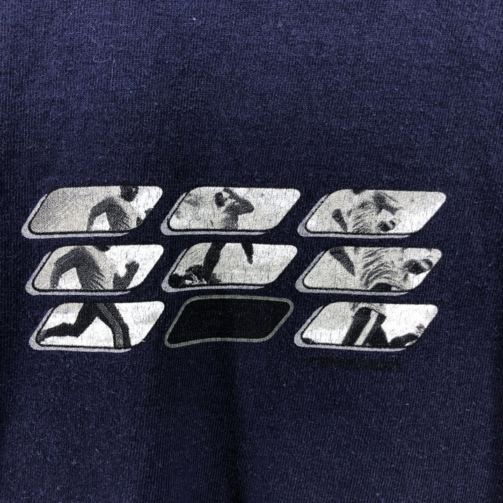 00'S Reebok Sports T-shirt X LARGE cotton navy blue type Vintage Second Hand