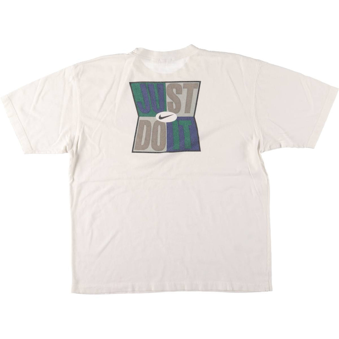 90'S Nike Logo Print T-Shirt, Men's Size L, Vintage unclear white type Vintage Second Hand