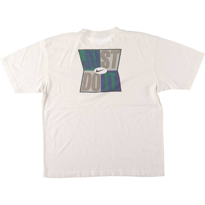90'S Nike Logo Print T-Shirt, Men's Size L, Vintage unclear white type Vintage Second Hand