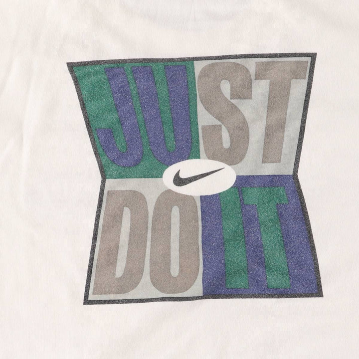90'S Nike Logo Print T-Shirt, Men's Size L, Vintage unclear white type Vintage Second Hand