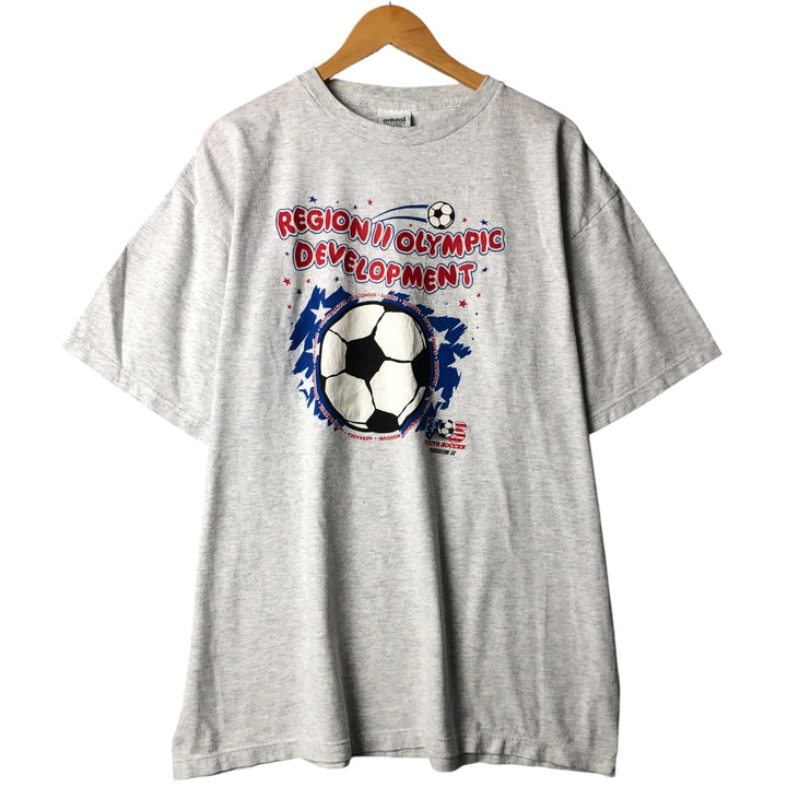 Vintage 90'S Adidas sports print T-shirt, Made in USA, Men's Size L cotton gray type Vintage Second Hand