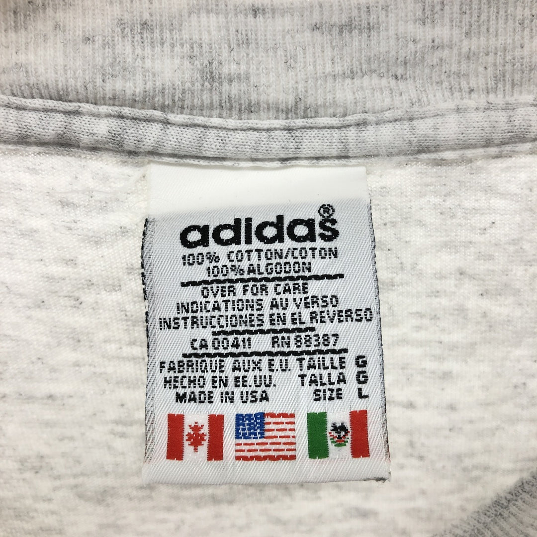 Vintage 90'S Adidas sports print T-shirt, Made in USA, Men's Size L cotton gray type Vintage Second Hand