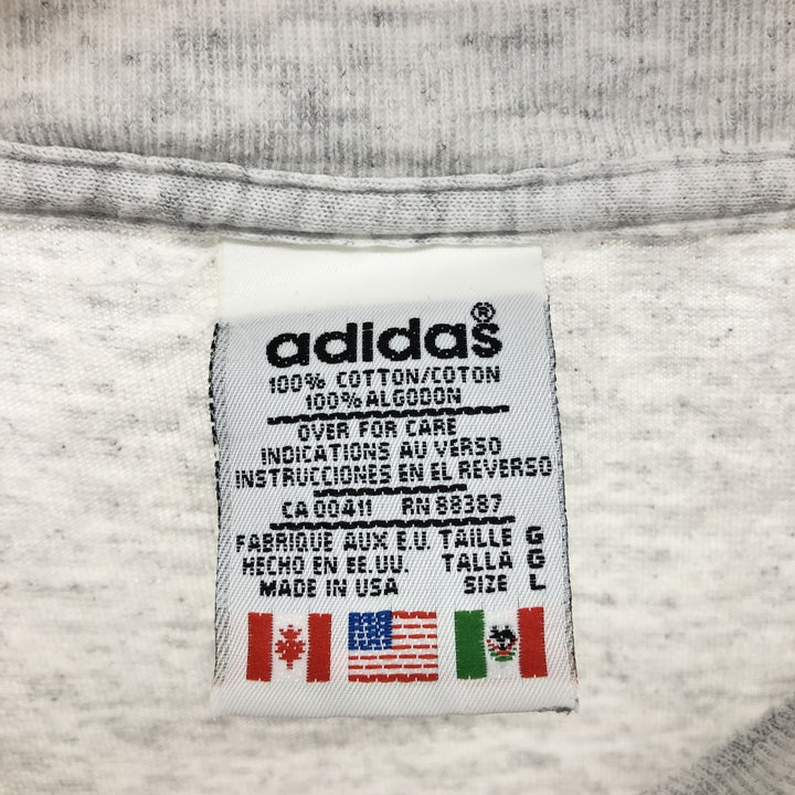Vintage 90'S Adidas sports print T-shirt, Made in USA, Men's Size L cotton gray type Vintage Second Hand