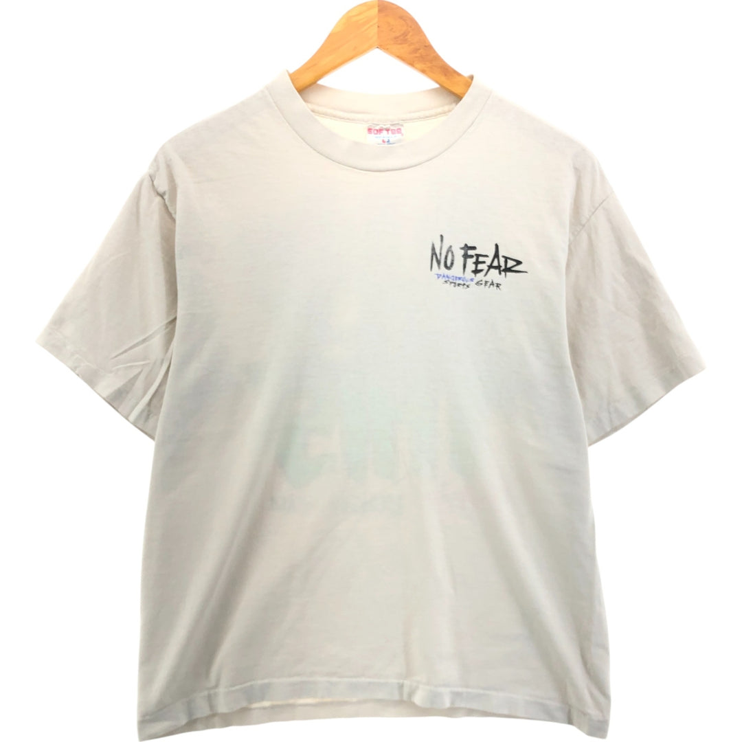 90'S SOF TEE NO FEAR surf skate T-shirt made in USA men's size L vintage cotton gray type Vintage Second Hand