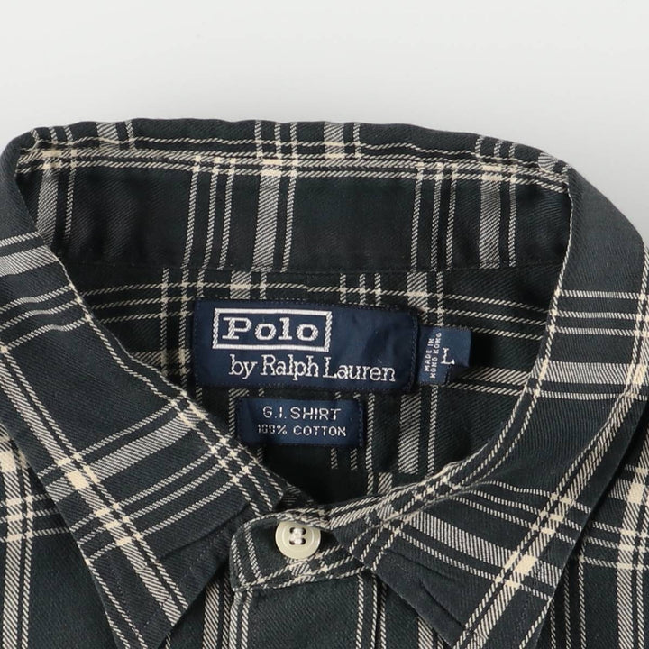Ralph Lauren POLO by Ralph Lauren GISHIRT long-sleeved cotton check shirt, men's size L cotton black type Vintage Second Hand
