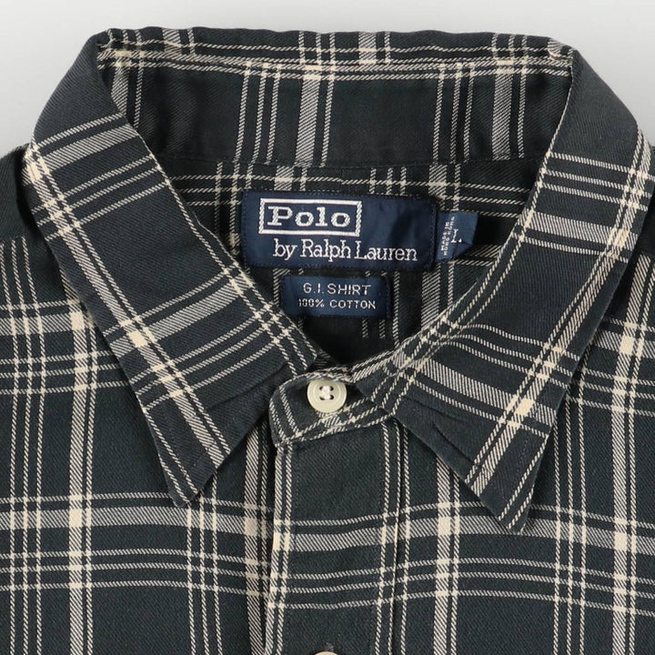 Ralph Lauren POLO by Ralph Lauren GISHIRT long-sleeved cotton check shirt, men's size L cotton black type Vintage Second Hand