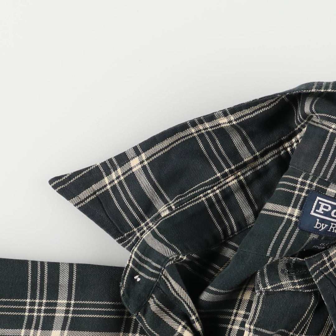 Ralph Lauren POLO by Ralph Lauren GISHIRT long-sleeved cotton check shirt, men's size L cotton black type Vintage Second Hand