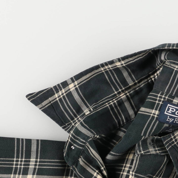 Ralph Lauren POLO by Ralph Lauren GISHIRT long-sleeved cotton check shirt, men's size L cotton black type Vintage Second Hand
