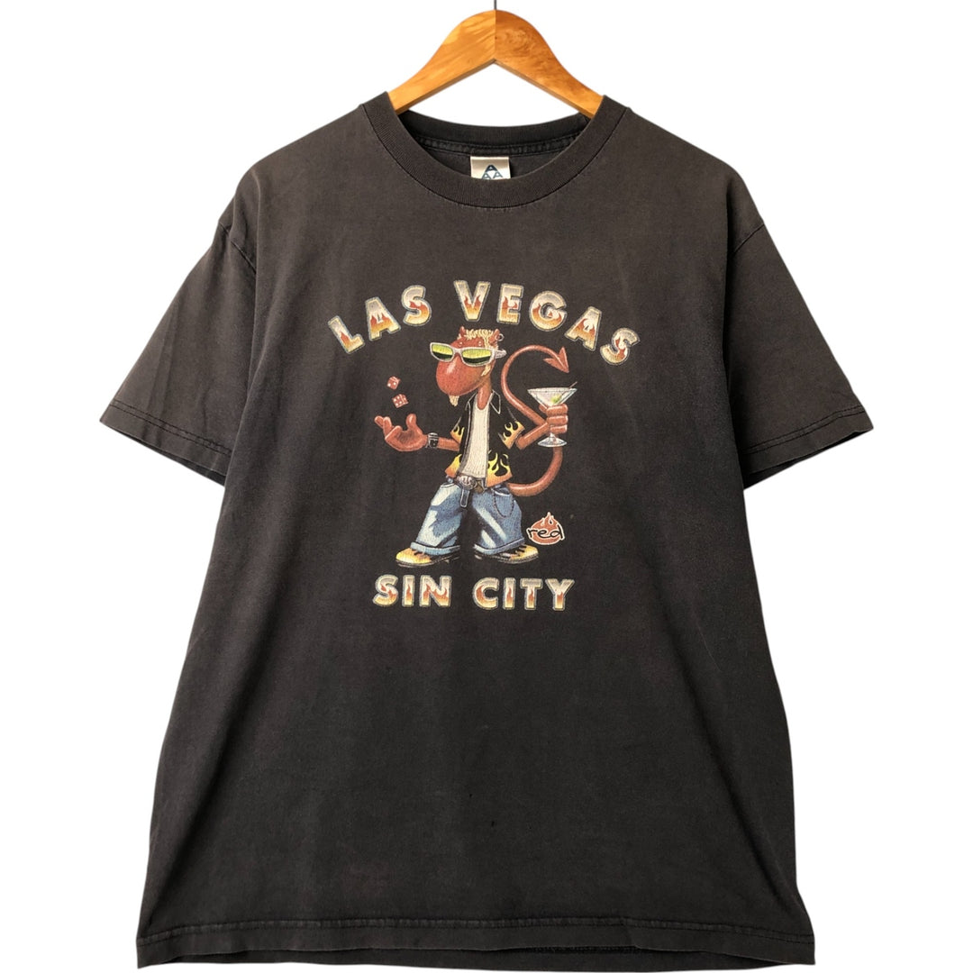 ALSTYLE Printed T-shirt, Men's L size cotton black type Vintage Second Hand