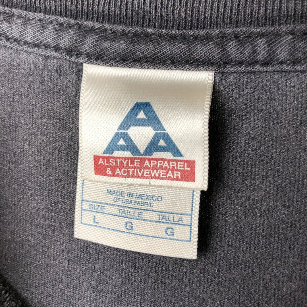 ALSTYLE Printed T-shirt, Men's L size cotton black type Vintage Second Hand