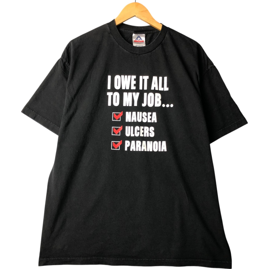 ALSTYLE Message Print T-Shirt Men's XL cotton black type Vintage Second Hand