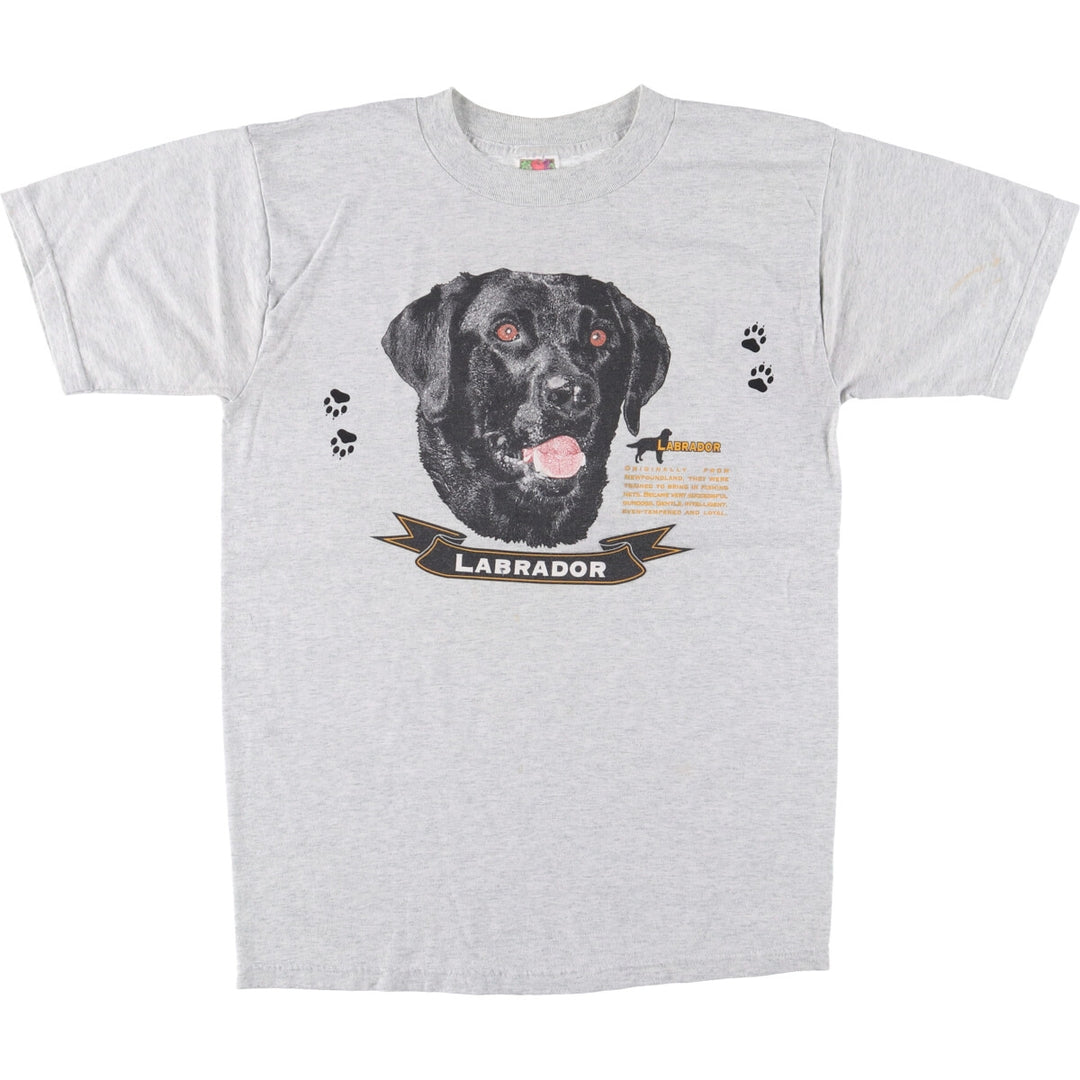 Fruit of the Loom LABRADOR Labrador Dog Print Animal T-Shirt, Men's Medium cotton gray type Vintage Second Hand
