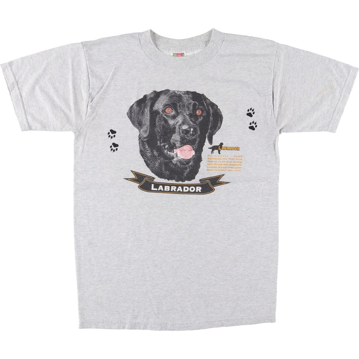 Fruit of the Loom LABRADOR Labrador Dog Print Animal T-Shirt, Men's Medium cotton gray type Vintage Second Hand