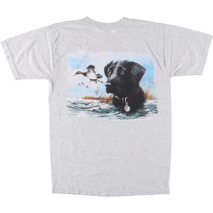 Fruit of the Loom LABRADOR Labrador Dog Print Animal T-Shirt, Men's Medium cotton gray type Vintage Second Hand