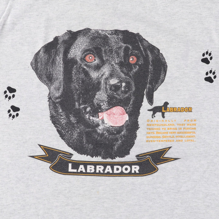 Fruit of the Loom LABRADOR Labrador Dog Print Animal T-Shirt, Men's Medium cotton gray type Vintage Second Hand