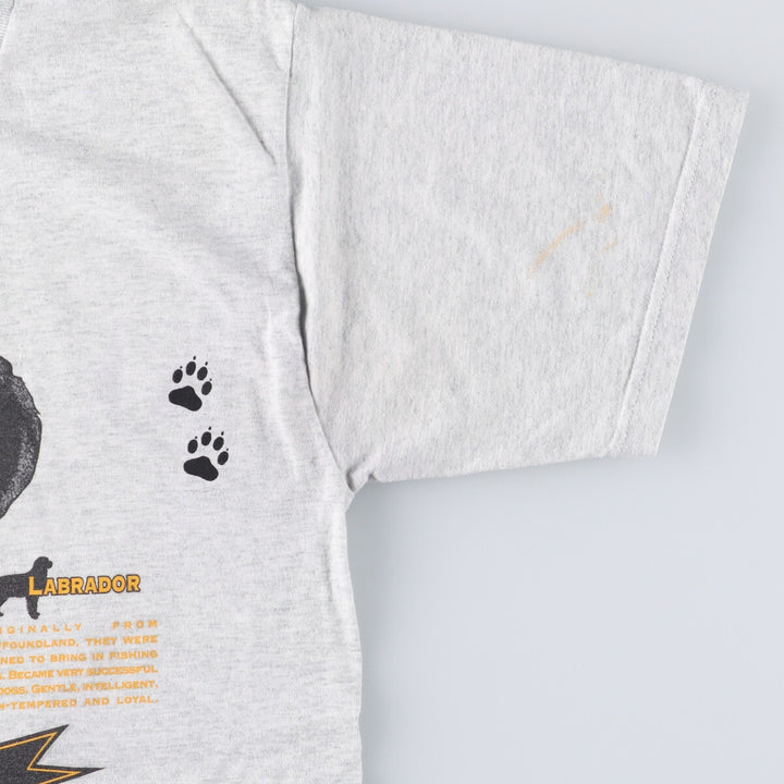 Fruit of the Loom LABRADOR Labrador Dog Print Animal T-Shirt, Men's Medium cotton gray type Vintage Second Hand