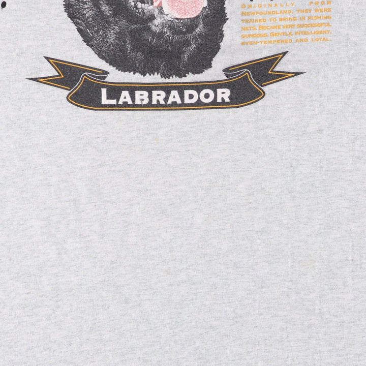 Fruit of the Loom LABRADOR Labrador Dog Print Animal T-Shirt, Men's Medium cotton gray type Vintage Second Hand