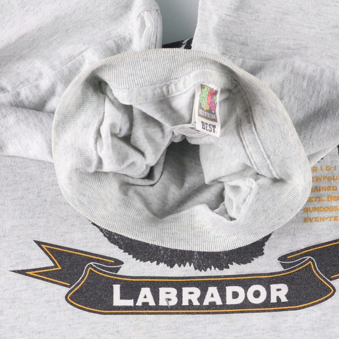 Fruit of the Loom LABRADOR Labrador Dog Print Animal T-Shirt, Men's Medium cotton gray type Vintage Second Hand