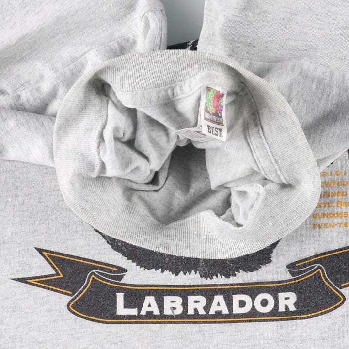 Fruit of the Loom LABRADOR Labrador Dog Print Animal T-Shirt, Men's Medium cotton gray type Vintage Second Hand