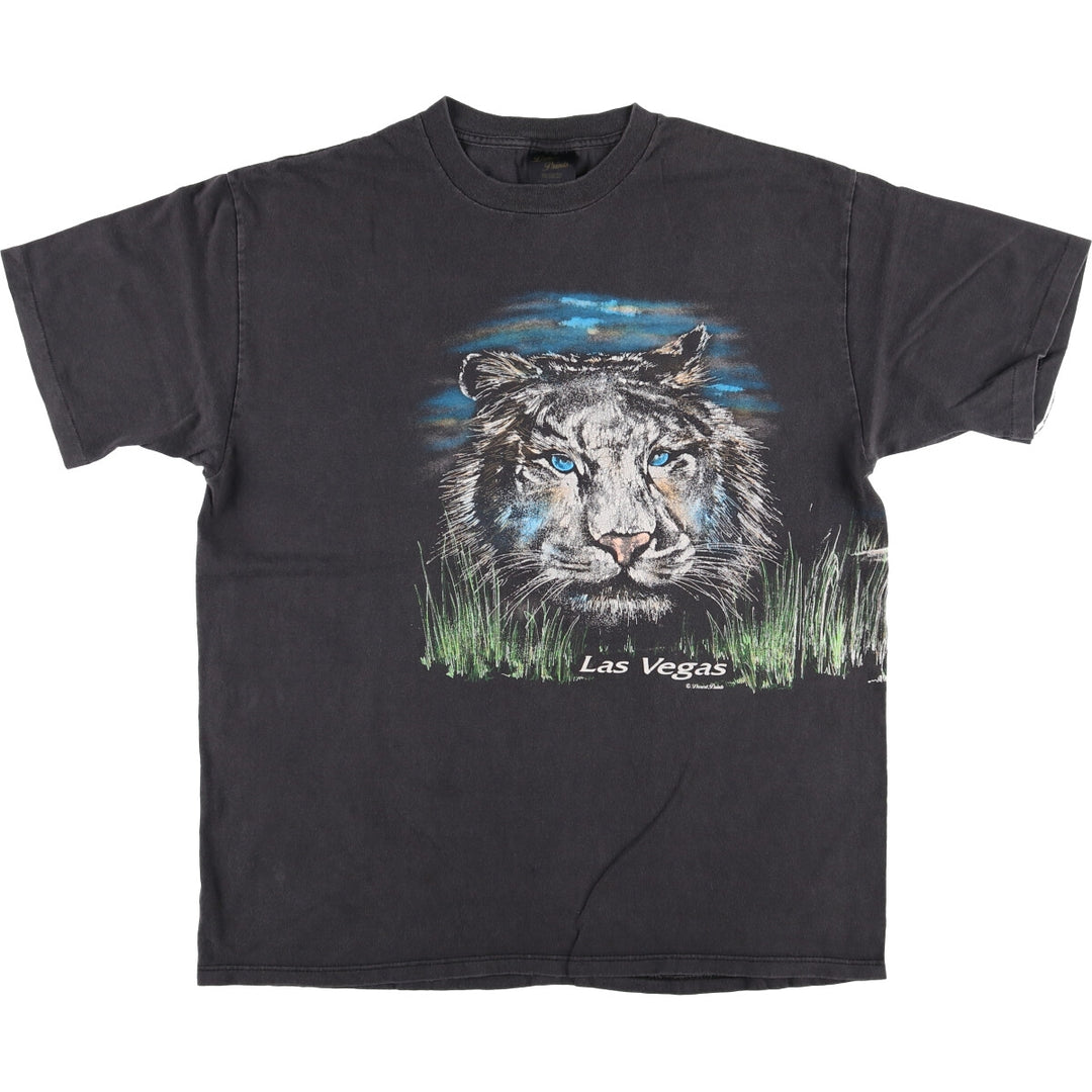 Vintage 90'S Desert Prints Tiger Pattern Animal T-Shirt, Made in USA, Men's XXL cotton black type Vintage Second Hand