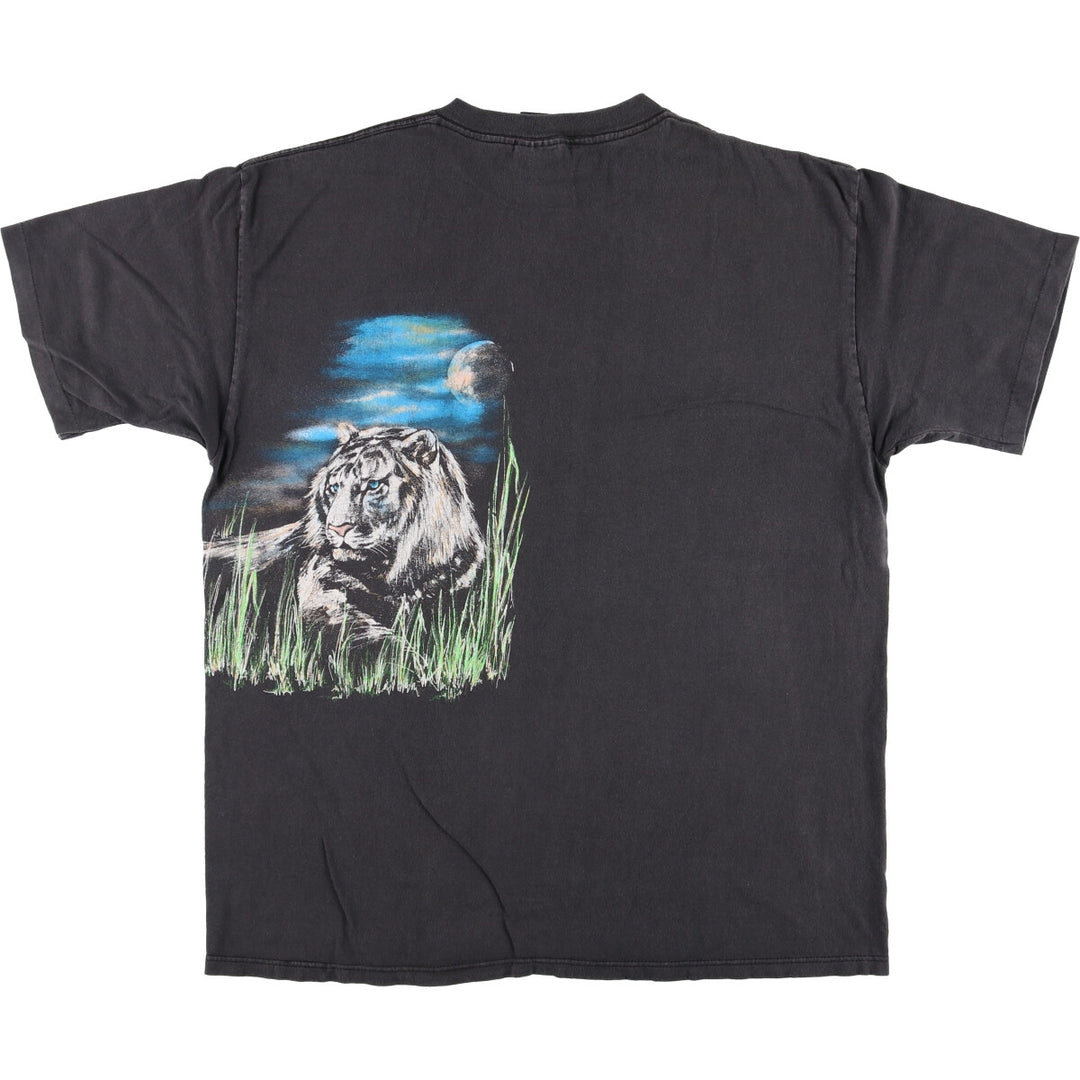 Vintage 90'S Desert Prints Tiger Pattern Animal T-Shirt, Made in USA, Men's XXL cotton black type Vintage Second Hand