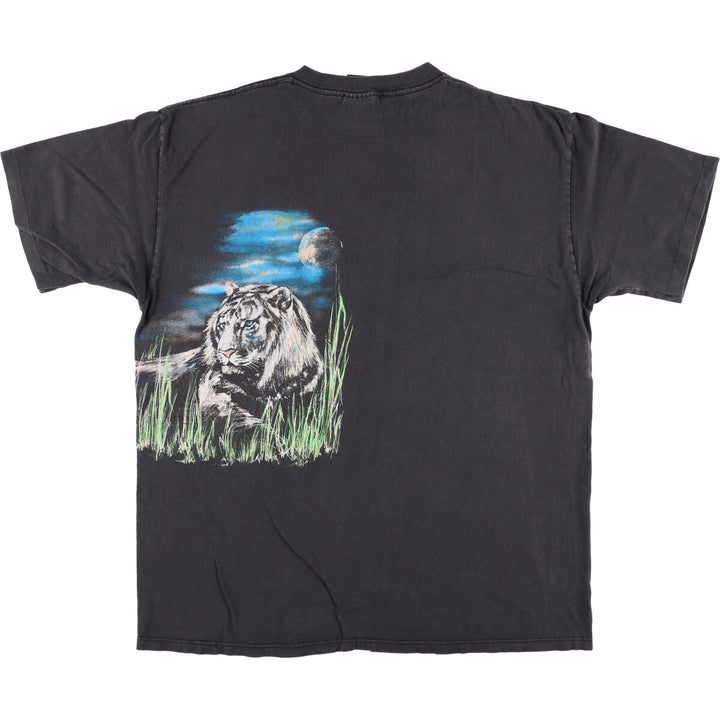 Vintage 90'S Desert Prints Tiger Pattern Animal T-Shirt, Made in USA, Men's XXL cotton black type Vintage Second Hand