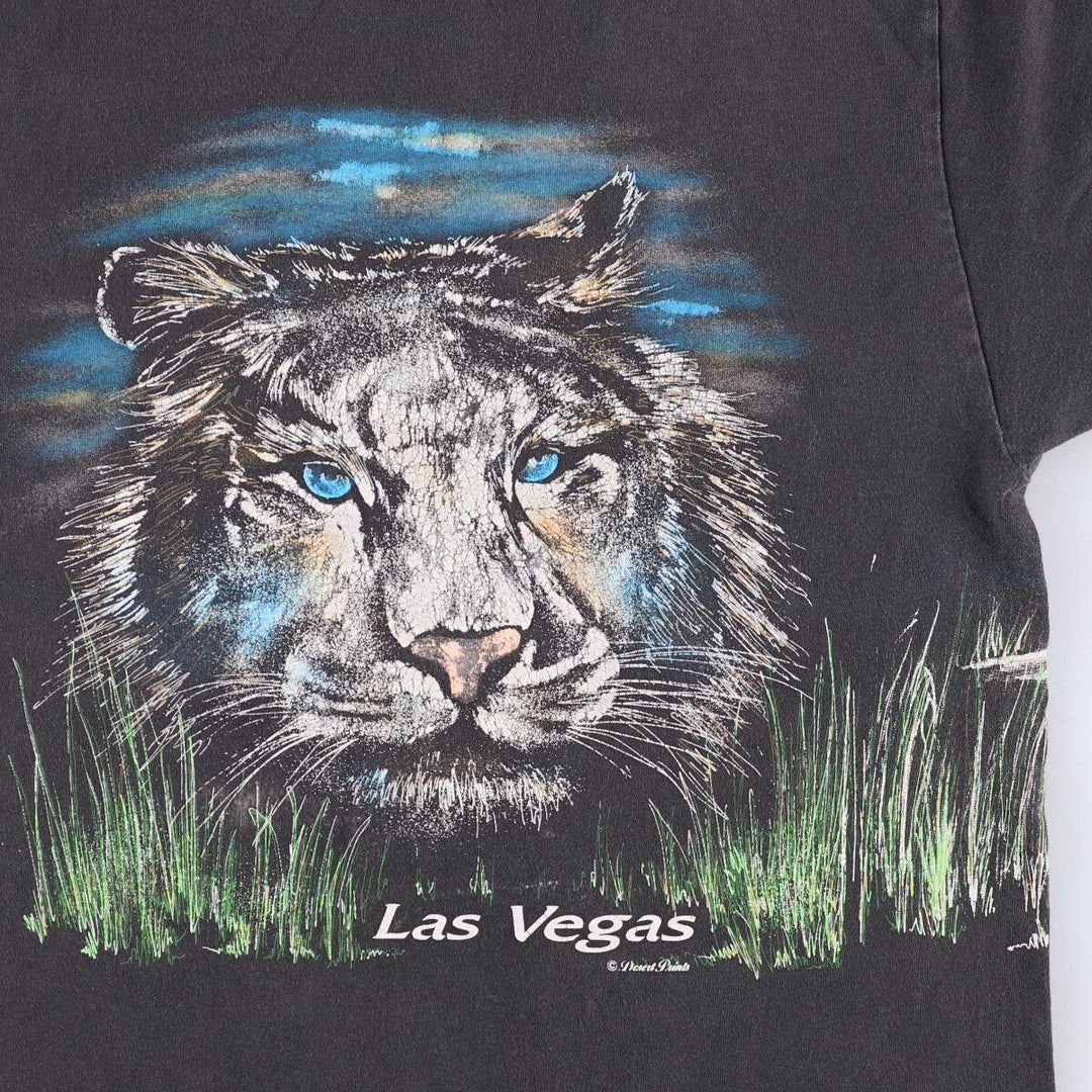 Vintage 90'S Desert Prints Tiger Pattern Animal T-Shirt, Made in USA, Men's XXL cotton black type Vintage Second Hand