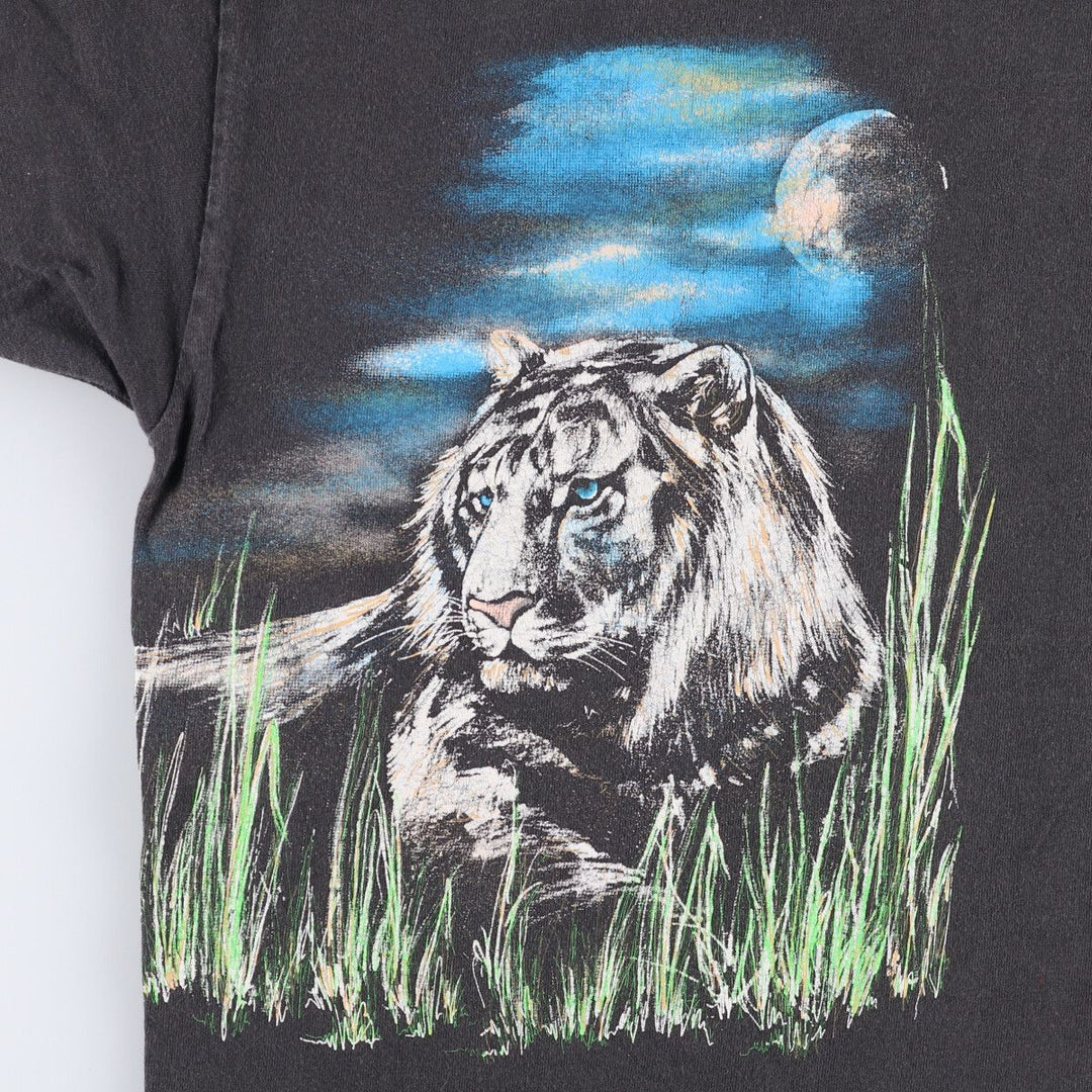 Vintage 90'S Desert Prints Tiger Pattern Animal T-Shirt, Made in USA, Men's XXL cotton black type Vintage Second Hand