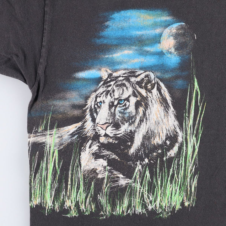 Vintage 90'S Desert Prints Tiger Pattern Animal T-Shirt, Made in USA, Men's XXL cotton black type Vintage Second Hand