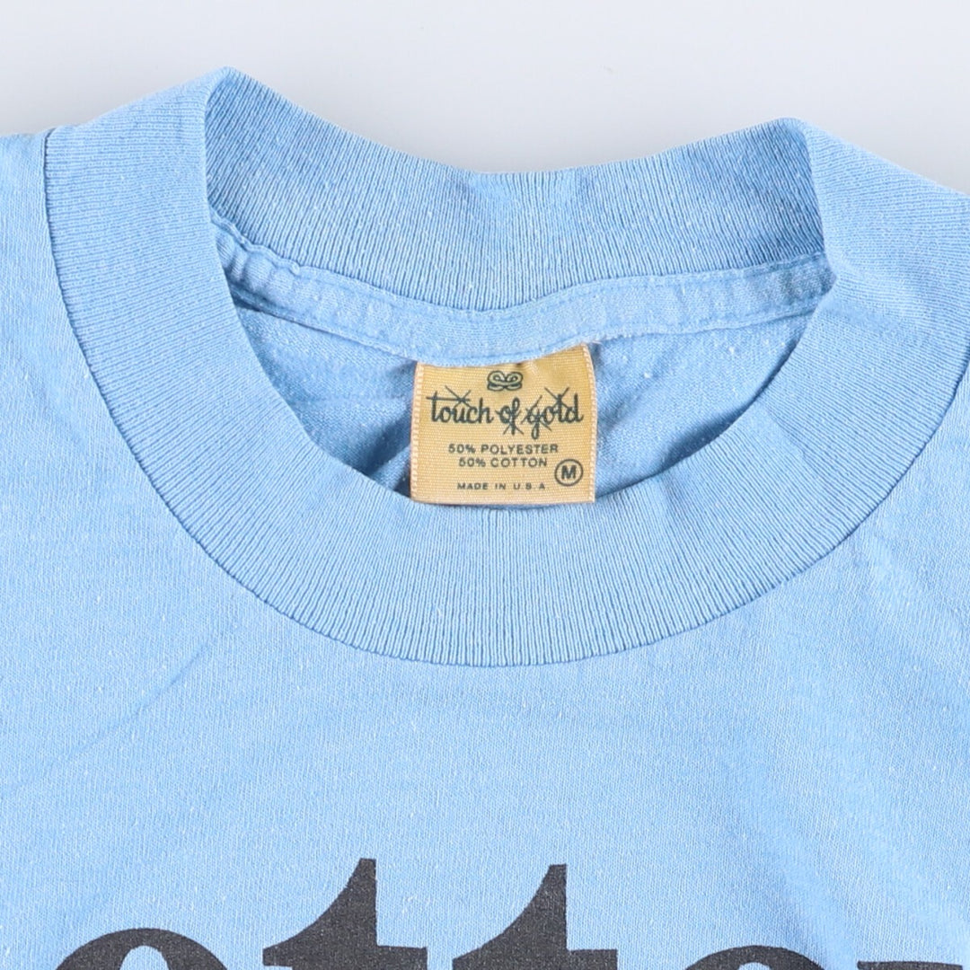 90'S Touch of Gold Dog Pattern Animal T-Shirt Made in USA Men's M Size Vintage cotton Blue type light blue Vintage Second Hand