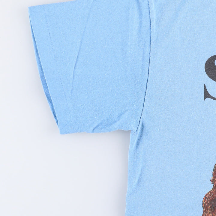 90'S Touch of Gold Dog Pattern Animal T-Shirt Made in USA Men's M Size Vintage cotton Blue type light blue Vintage Second Hand
