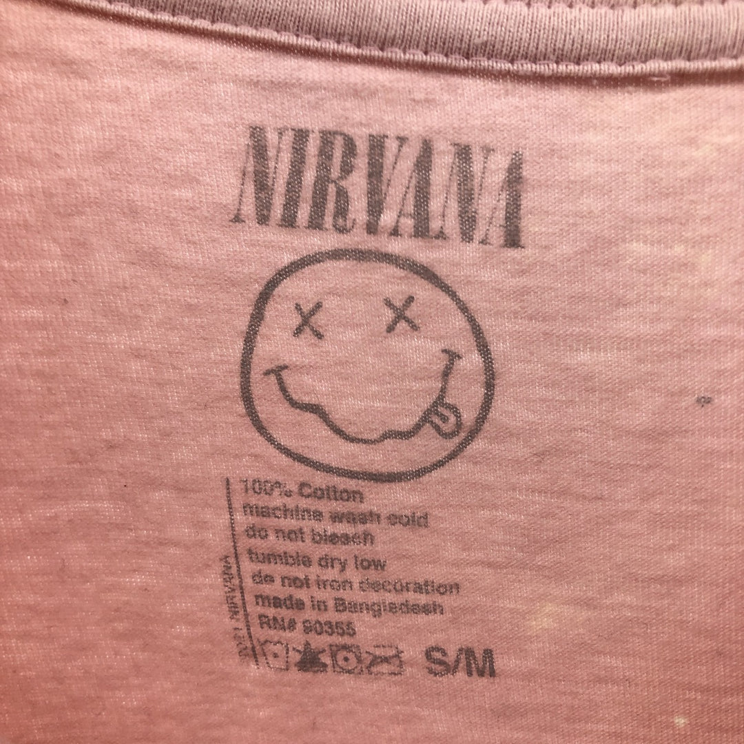 NIRVANA Nirvana Band T-shirt, Band T, Men's L size cotton pink type Vintage Second Hand