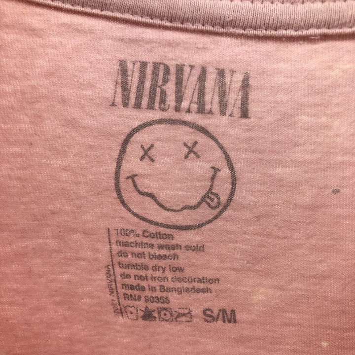 NIRVANA Nirvana Band T-shirt, Band T, Men's L size cotton pink type Vintage Second Hand