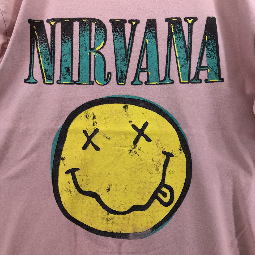 NIRVANA Nirvana Band T-shirt, Band T, Men's L size cotton pink type Vintage Second Hand