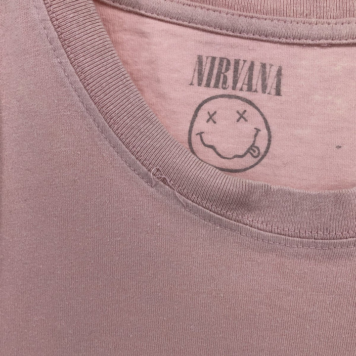 NIRVANA Nirvana Band T-shirt, Band T, Men's L size cotton pink type Vintage Second Hand