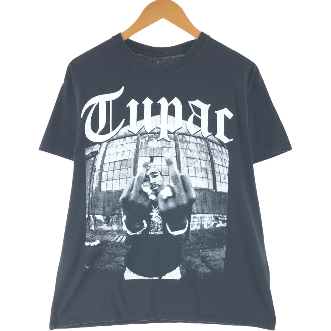 2pac Rap T-shirt, Men's L size cotton black type Vintage Second Hand