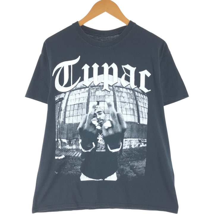2pac Rap T-shirt, Men's L size cotton black type Vintage Second Hand