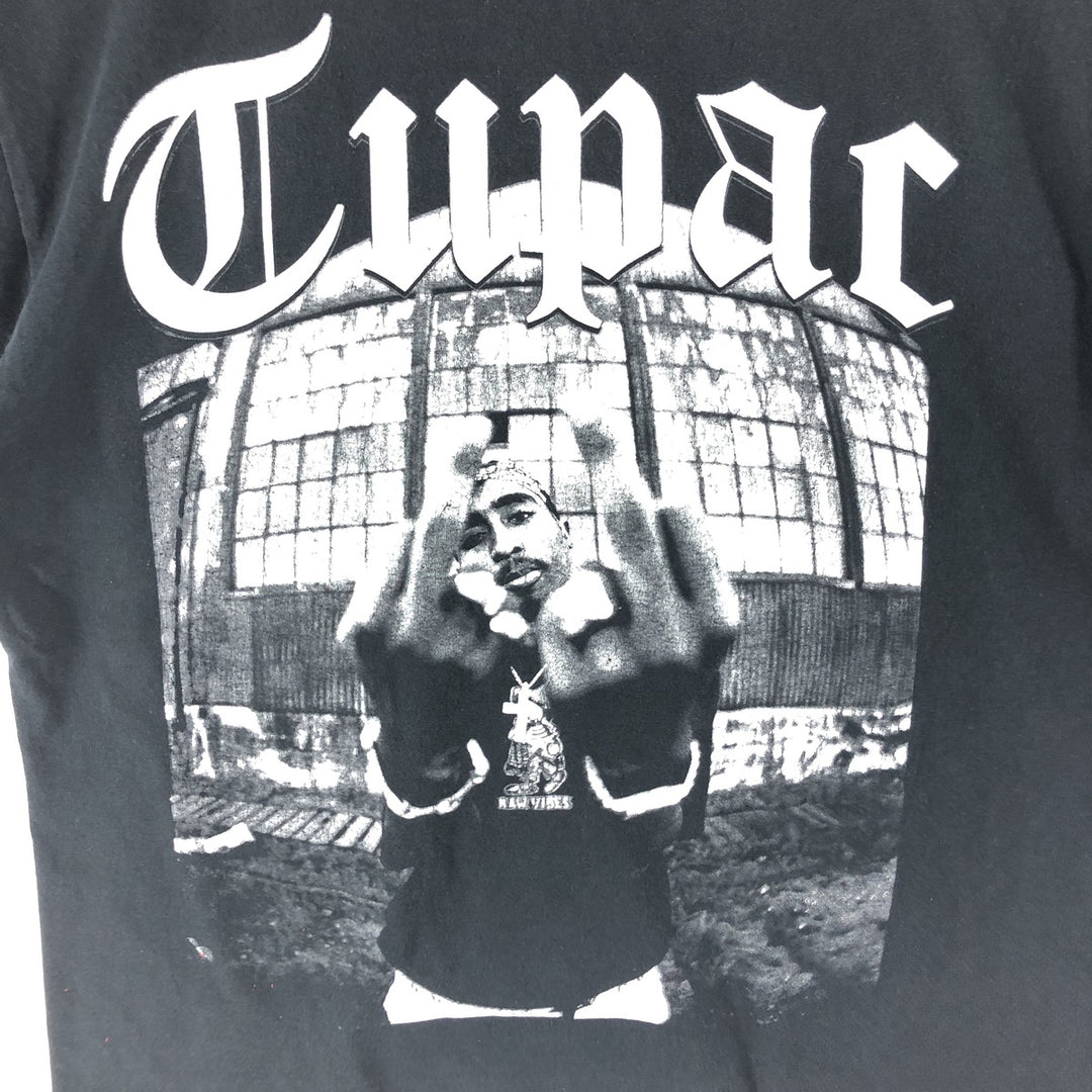 2pac Rap T-shirt, Men's L size cotton black type Vintage Second Hand