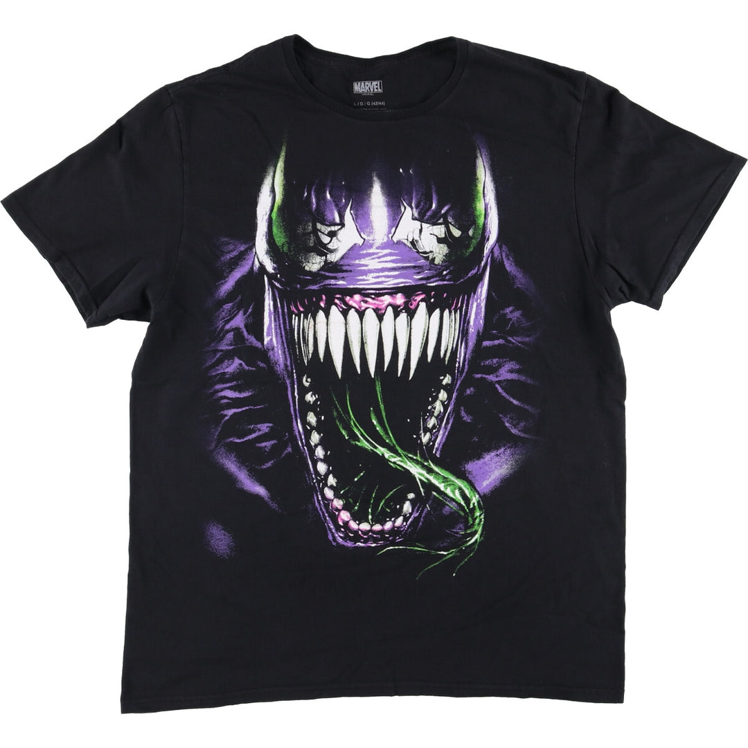 Marvel VENOM Character Print T-Shirt, Men's L size cotton black type Vintage Second Hand