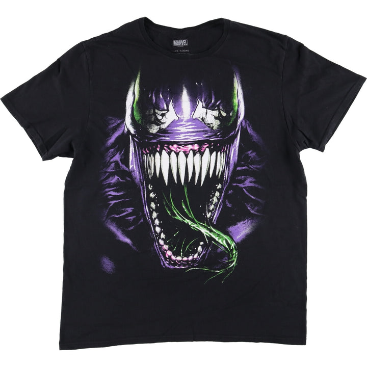 Marvel VENOM Character Print T-Shirt, Men's L size cotton black type Vintage Second Hand