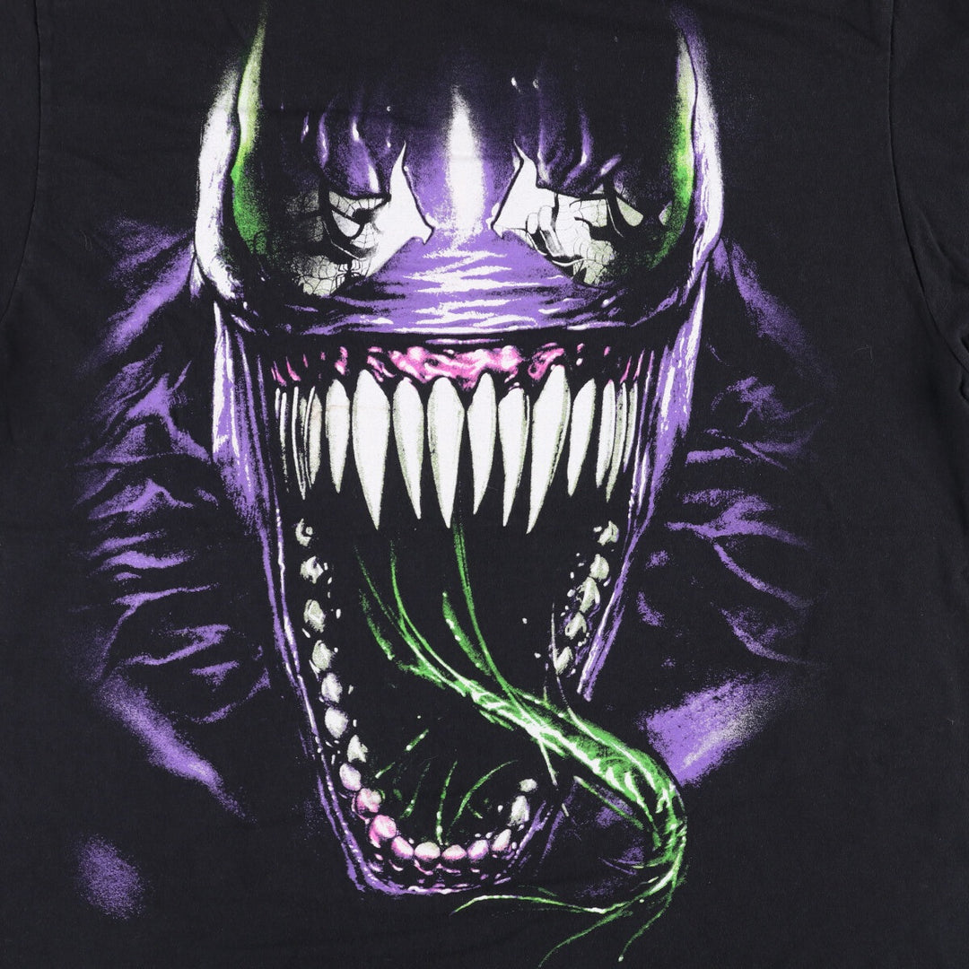 Marvel VENOM Character Print T-Shirt, Men's L size cotton black type Vintage Second Hand