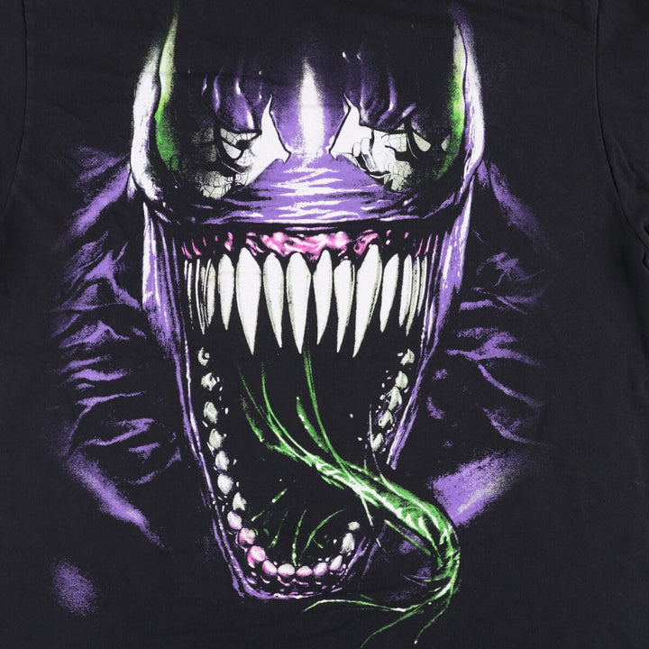 Marvel VENOM Character Print T-Shirt, Men's L size cotton black type Vintage Second Hand