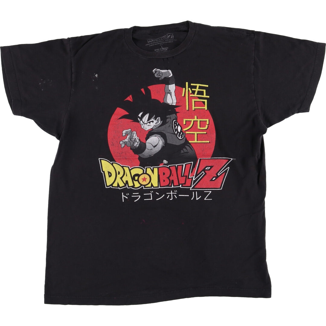 Dragon Ball Z Son Goku character print T-shirt, men's size L cotton black type Vintage Second Hand