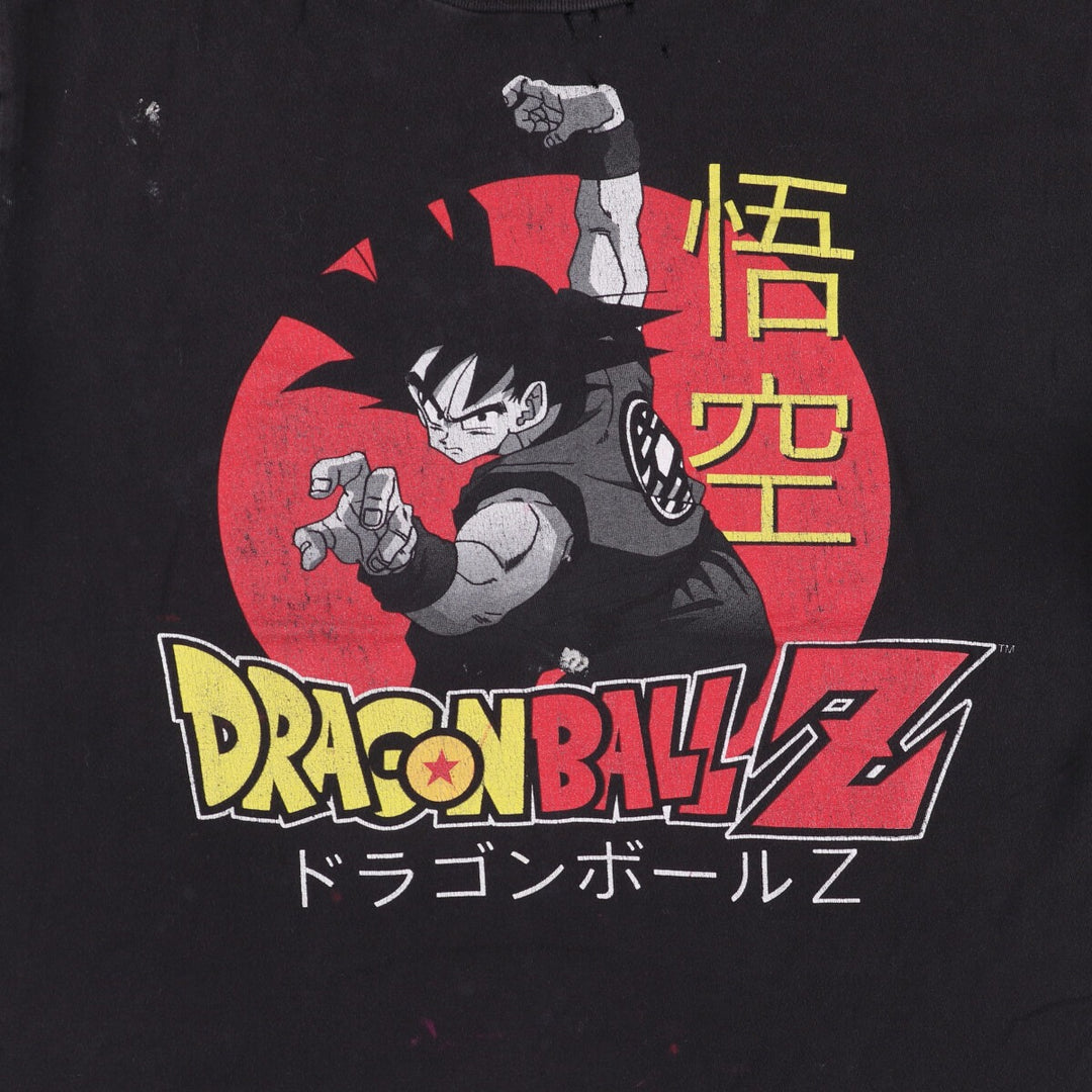 Dragon Ball Z Son Goku character print T-shirt, men's size L cotton black type Vintage Second Hand