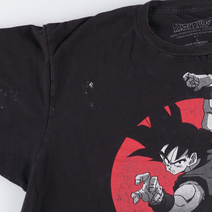 Dragon Ball Z Son Goku character print T-shirt, men's size L cotton black type Vintage Second Hand